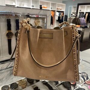 MICHAEL KORS Mina Large Suede Chain Shoulder Bag